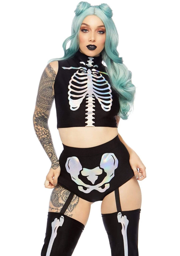 Leg Avenue Gals Holographic Skeleton Costume 3 Leg Avenue Gals Holographic Skeleton Costume