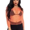 Leg Avenue Orange Coral Fishnet Top