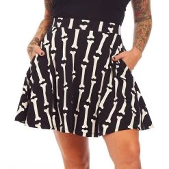 Sourpuss Miss Bones Skater Skirt Gals