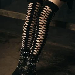 KillStar Gals Epic Fishnet Thigh High Stockings