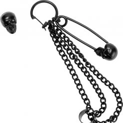 KillStar Noir Black Safety Pin Earrings