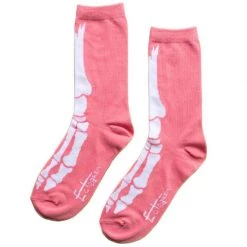 Ectogasm Guys Pink Skeleton Feet Bone Crew Socks