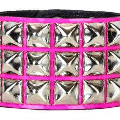 Funk Plus 3 Row Hot Pink Pyramid Stud Wristband Chokers // Wristbands