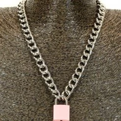 Funk Plus Pink & Silver Lock & Key Necklace Gals