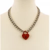 Funk Plus Gals Red Heart Lock Chain Necklace