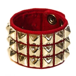 Funk Plus 3 Row Red Canvas Pyramid Stud Wristband