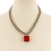 Funk Plus Gals Red & Silver Lock & Key Necklace