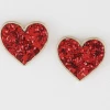 DeadRockers Accessories Red Glitter Heart Stud Earrings 2 DeadRockers Accessories Red Glitter Heart Stud Earrings