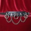 Ape Leather Chokers // Wristbands 3 Ring Bondage With Chains Wristband