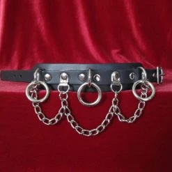 Ape Leather Chokers // Wristbands 3 Ring Bondage With Chains Wristband