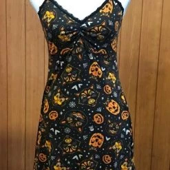Sourpuss Classic Halloween Print Slip Dress