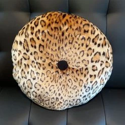 Sourpuss Round Leopard Velvet Pillow
