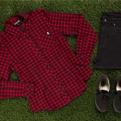 Sourpuss Gals Red & Black Flannel Top