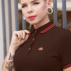 Sourpuss Gals Red Rose Polo Dress