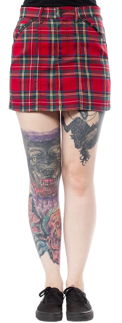 Sourpuss Gals Red Plaid 5 Pocket Skirt (Only XXL & XXXL Left!) 3 Sourpuss Gals Red Plaid 5 Pocket Skirt (Only XXL & XXXL Left!)