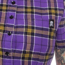 Sourpuss Purple Plaid Button Down Dress
