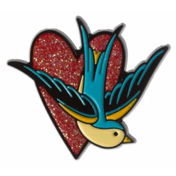 Sourpuss Sparrow Heart Enamel Pin Enamel // Metal