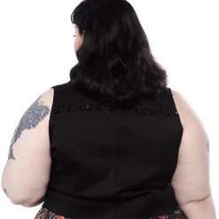 Sourpuss Black Studded Moto Vest Gals
