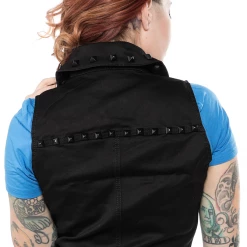 Sourpuss Black Studded Moto Vest Gals
