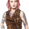 Sourpuss Leopard Studded Moto Vest