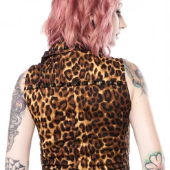 Sourpuss Leopard Studded Moto Vest