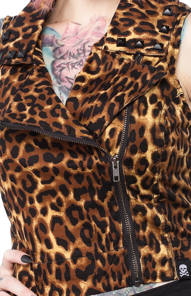 Sourpuss Leopard Studded Moto Vest 5 Sourpuss Leopard Studded Moto Vest