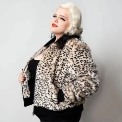 Sourpuss Tan Leopard Fur Bomber Gals