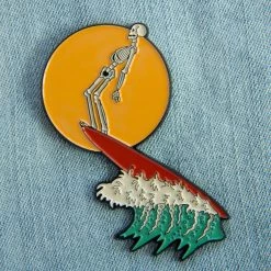 Ectogasm Pins Surfing Skeleton Enamel Pin