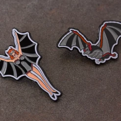 Sourpuss Flying Bat Enamel Pin Pins
