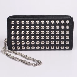 DeadRockers Zip Around Studded Clutch Wallet