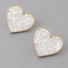 DeadRockers White Glitter Heart Stud Earrings Accessories