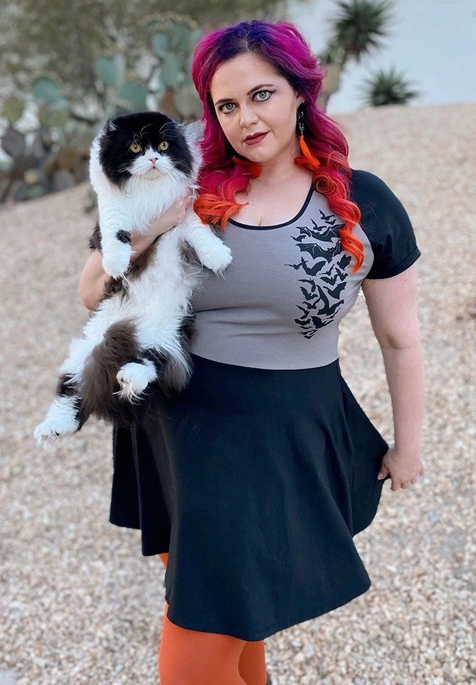 Sourpuss Nokturnal Bats Raglan Skater Dress Gals 4 Sourpuss Nokturnal Bats Raglan Skater Dress Gals